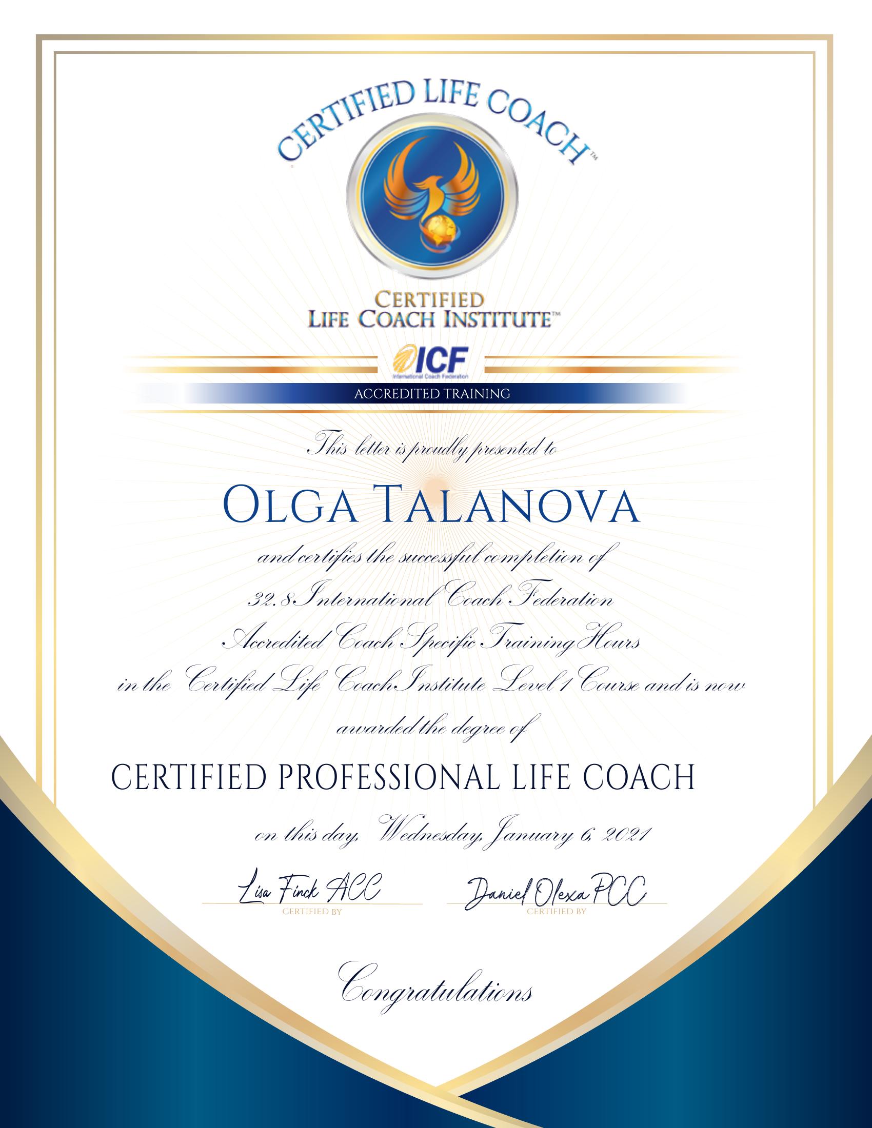 Certified Professional Life Coach