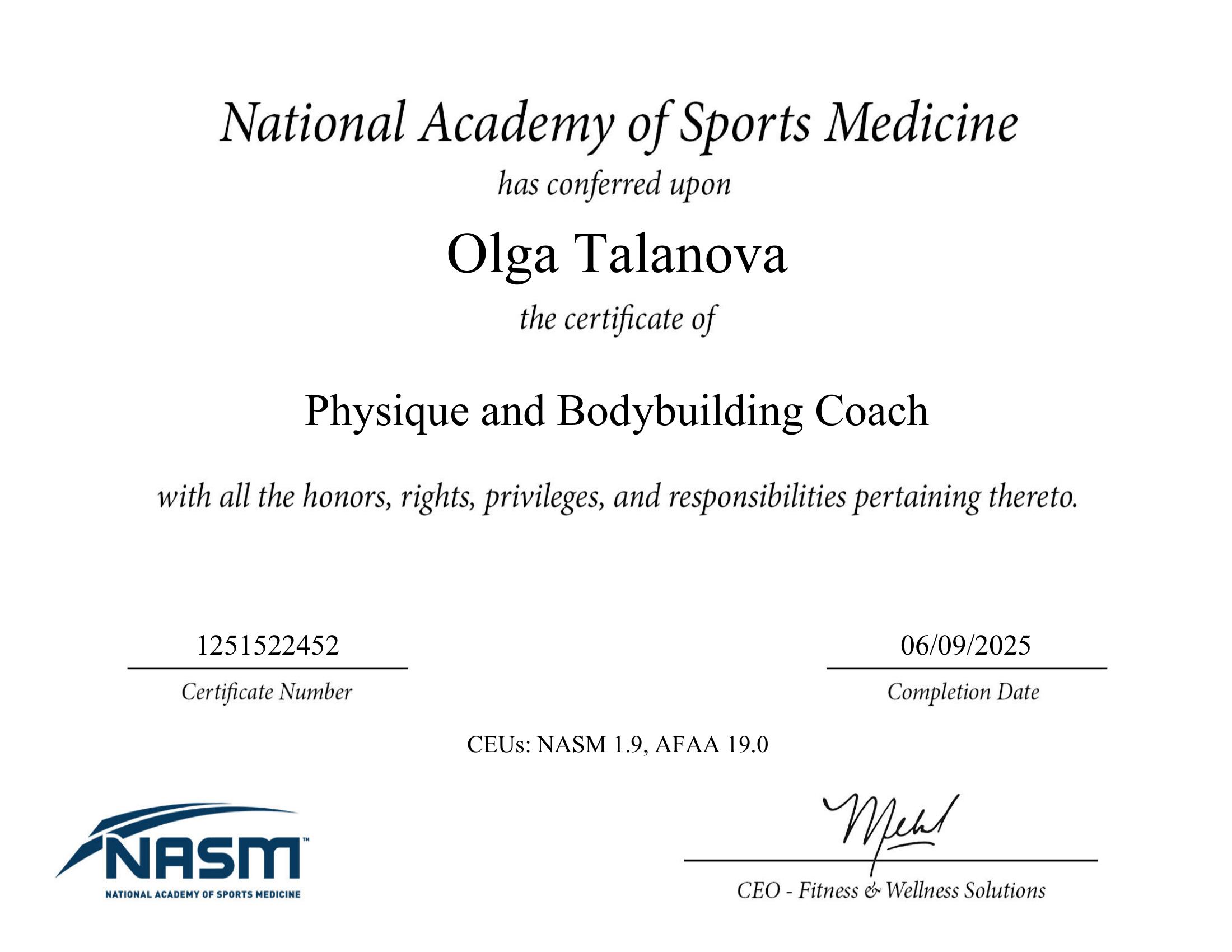 NASM Physique and Bodybuilding Coach